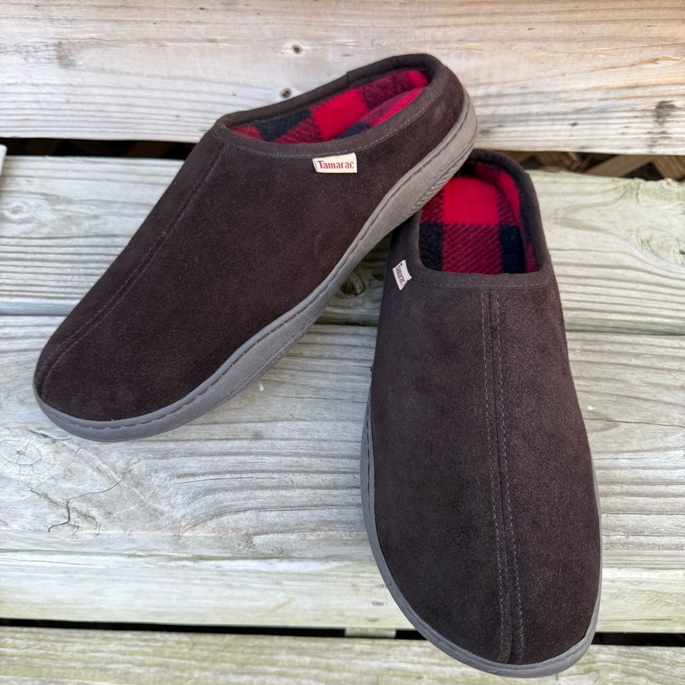 Tamarac Nolan Brown Suede Mule Slippers
Red Buffalo Plaid Cushioned Cozy Mens 12